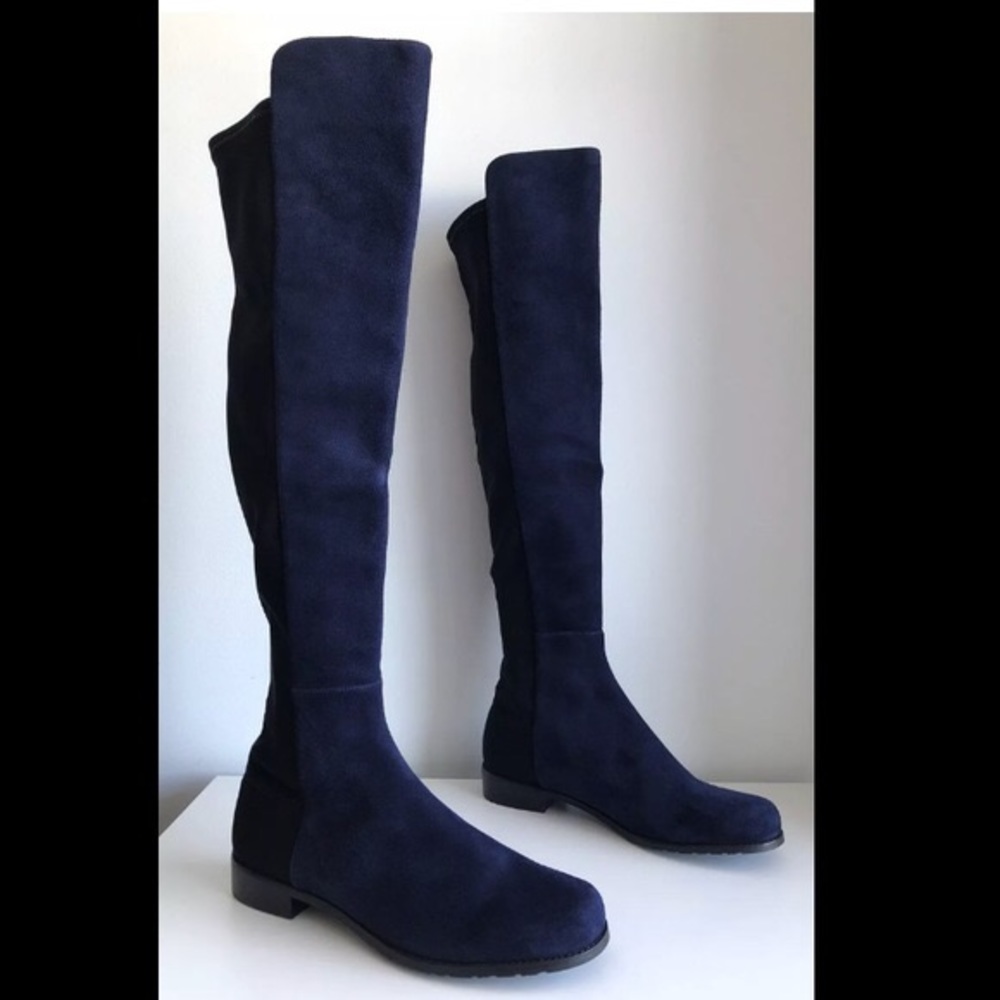 Stuart Weitzman 5050 boot in NAVY SUEDE